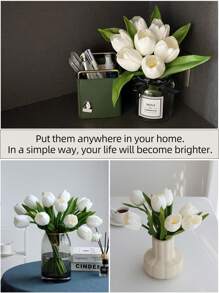 10 件人造郁金香花束，看上去很真实，适用于装饰、母亲节、生日、家居、婚礼