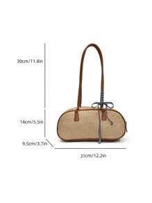 Bolso de mujer de playa con colores contrastantes y tejido con empalmes, bolso de hombro versátil y sencillo, adecuado para compras, carteras, compras, mujeres jóvenes, estudiantes universitarios, recién llegados, trabajadores de cuello blanco. Son muy adecuados para oficinas, universidades, trabajo, negocios, viajes al trabajo, actividades al aire libre, viajes y salidas