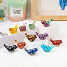 1 件装天然水晶鸟雕像灵气石雕像风水雕塑宠物纪念装饰品家居花园