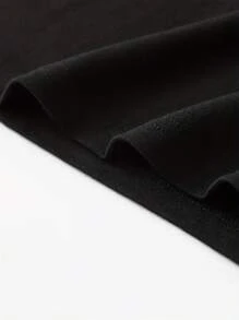 Camiseta con patrón de corazón de dedo, manga corta, cuello redondo, top casual, adecuada para verano y primavera, ropa de mujer - Negro - Ver 3