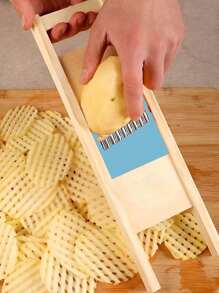 1pPCPotato Slicer Cut Potato Grid Artifact Grid Wipe Grid Knife Vegetable Cutter Wave Knife Cut Flower Knife Gadgets Accessories - Yellow - View 6