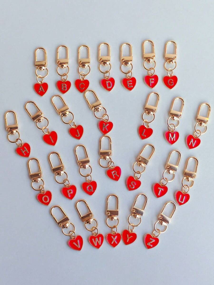 Llavero personalizado con inicial, dije para bolso, colgante con letra esmaltada en forma de corazón, regalo perfecto para mujeres, niñas y madres. Colgante con letra de corazón en forma de llavero de aleación de 1 pieza, anilla con mosquetón, portallaves personalizado ideal para mochila, billetera, estuche de audífonos, regalo perfecto para amigos, parejas - Apropiado para cumpleaños, vuelta al colegio, accesorios, Y2K, Acción de Gracias, San Valentín