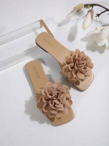 New Plus Size Women Casual Cute Floral Open Toe Flat Sandals Comfy Slip On Beach Slippers