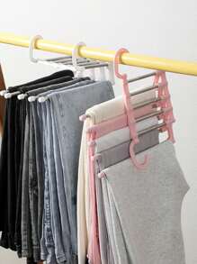 1pc Stainless Steel Multi-Function Retractable Folding Clothes Rack - Black - View 4