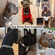 Strong Stainless Steel Dog Collar Choke With Buckle Lock Golden Cuban Link Chain Training Collar For Pets Metal Necklace