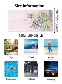 TOM AND JERRY. 1pc Cartoon Tom & Jerry Pattern Beach Towel, Soft & Comfortable For Home, Bathroom, Swimming, Children & Adults