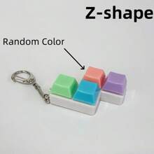 1pc Random Color & Chain Style Squeeze Stress Relief Fidget Cube Keyboard Key Pendant Toy