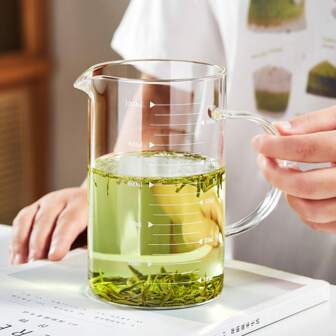 Taza de medición de vidrio resistente con pico en forma de V y asa - 1000 mililitros (35 onzas) Taza de medición y té multifuncional con marcas fáciles de leer para cocinar y usar con bebidas