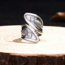 Anillo de banda ancha con patrón de escamas de pez de plata tailandesa vintage, anillos personalizados para hombres y mujeres, adecuado para el dedo índice