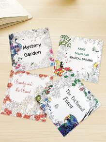 4 PIEZAS Libro para colorear de gran tamaño con diseños pintados a mano y que ayuda a reducir el estrés, con 24 páginas de patrones para colorear que incluyen ilustraciones de pájaros, plantas y jardín, indicado para mujeres, hombres, niñas y adolescentes - Fácil, divertido y alivia la ansiedad. Puede utilizarse como regalo de vuelta al colegio, regalo de cumpleaños, regalo de fiesta o regalo de relajación artística.