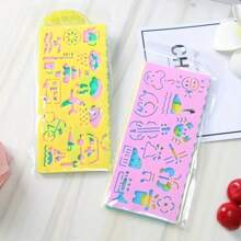 4pcs/Set Creative Student Stationery Set - Multi Clock Pattern Ruler - Cute Handwriting Practice Drawing Ruler For Learning Supplies,Back To School,School Supplies