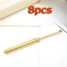 1/8/21pcs Mini Metal Ear Cleaner Spoon With Keychain - No Battery Needed, Travel Essential, Non-Illuminating (No Blade) - Gold - View 9