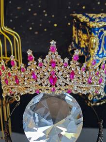 1 件合金水钻奢华全闪亮新娘皇冠头带，优雅水晶公主女王头饰，适合婚纱、派对、生日配饰 - 彩色 - 查看 13