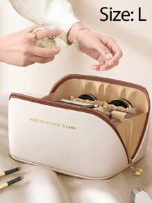 Wasserdichte Kulturtasche, Reise-Make-up Tasche mit großer Kapazität, Beauty-Organizer, wasserdichte PU-Leder-Kosmetiktasche, Make-up Organizer, tragbare Badezimmertasche, Geschenke für Frauen, Weihnachtsgeschenke, Geschenkideen für Frauen - Weiß - Übersicht 8