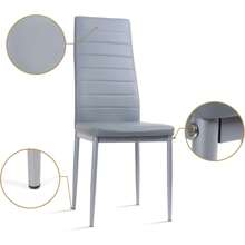 Glass Table And Chairs Set 2, 75cm Square Table With 2 Faux Leather High Back Chairs Modern Dining Room Sets For Home Kitchen Office - Grey - View 7