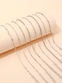 8pcs Minimalist Punk Style Chain Bracelet Set, Suitable For Women's Daily Wear