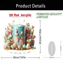 1 vela acrílica bohemia y decoración de huevo de Pascua, decoración de escritorio estilo bohemio 2D, versátil para decoración del hogar y días festivos, adecuado para salas de estar, dormitorios, oficinas, perfecto para regalos de Pascua y Día de la Madre