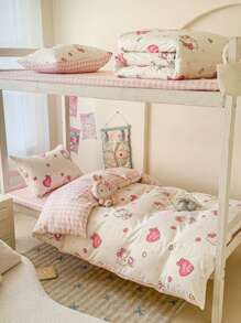 Set di biancheria da letto Sanrio in stile semplice, 4 pezzi, copriletto, morbido e confortevole per dormitorio studentesco