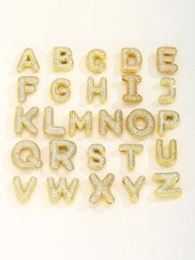 1 件时尚流行水晶 26 个 A-Z 首字母吊坠铜锆石项链适合男孩女孩朋克字母名字项链不锈钢嘻哈珠宝 - 金黃色 - 查看 8