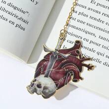 1/3pcs Gothic Metal Bookmarks, Unique Gold Edged Designs - Heart Of Life, Sword, Skull, Valuable Collectibles, Gift For Fantasy Enthusiasts, Book Lovers, Sickle Pendant For Gothic Fans, Holiday Gift For Women & Teenagers