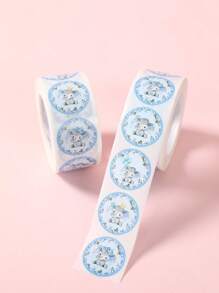 500张/卷 蓝色小象圆形贴纸，可爱小象标签，适用于性别揭晓派对、生日、节日派对、礼品包装、礼品袋封口、DIY日记本、杯子、计划本、购物/商业装饰、不干胶标签 - 藍色小象 - 查看 5