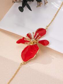 1pc Fashion Bohemian Enameled Metallic Flower Pendant Anklet, Suitable For Ladies Daily And Holiday Outfits - Flowers - View 9