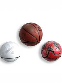 Soporte de pared para balones Soporte de exhibición de balones montado en la pared Soporte multiusos montado en la pared para baloncesto, fútbol, voleibol, fútbol americano y rugby - Regalo para el padre, estantería para balones que ahorra espacio para el hogar - Negro - Ver 8