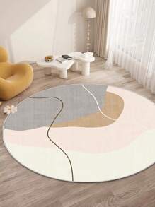 1pc Luxury Imitation Cashmere Round Rug, Soft And Fluffy, Suitable For Living Room And Bedroom Decoration, Non-Slip, Striped Design Rug - Multicolor - View 15