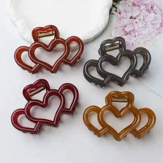 1 pieza Clip para el cabello con diseño de corazón, clip para el cabello de color caramelo transparente, accesorios para el cabello de mujer adecuados para varias temporadas y ocasiones, funciona para peinados de cabello medio a corto o recogido, accesorio para el cabello simple y romántico bonito para volver a la escuela
