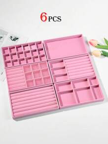 Set de 9 bandejas para exhibir joyería, caja organizadora de joyería de terciopelo, cajones apilables para joyería, bandeja de almacenamiento y exhibición de joyería con múltiples compartimentos, estilo minimalista, gran capacidad, para colecciones de vacaciones en la playa, baño o dormitorio