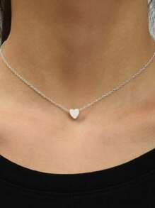 1 Pc Minimalist Fashionable Heart Pendant Necklace, Women Stylish Daily Decorative Accessory