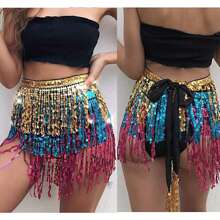 Women's Belly Dance Waist Chain Sequined Tassel Skirt Hip Scarf Dance Hip Belt Latin Dance Hula Dance Hip Scarf - Multicolor - View 26