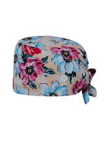 Working Cap Scrub Caps For Women, Nurse Hat Women Ponytail, Scrub Hats With Sweatband Buttons Adjustable Nurse Caps,Adjustable Working Caps With Button & Sweatband, Women Ponytail Pouch Hats - Multicolor - View 6