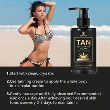 椰子油防晒身体乳液含芦荟、巧克力、紧致肌肤、夏季、海滩、阳光、外出、面部和身体晒黑霜，男女皆宜-200ml / 100ml - 彩色 - 查看 10