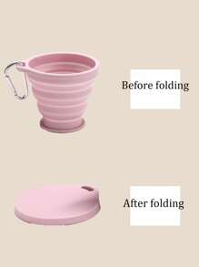 1pc可折叠水杯便携式母婴硅胶耐高温杯子可伸缩压缩迷你旅行杯 - 彩色 - 查看 4