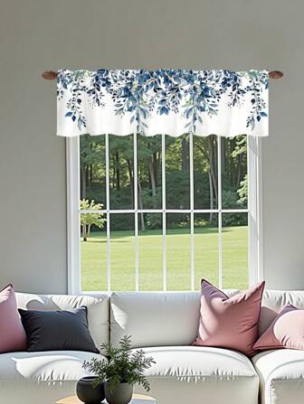 1pc Spring Green Eucalyptus Leaves Valances Watercolor Plants Rod Pocket Short Curtains 54.3*17.7 Inches Kitchen Bathroom Living Room Bedroom Window Treatments Decoration Supplies Soft Curtains For Living Room Room Decor Home Decor Living Room Kitchen Decor Living Room Decor Room Decor Curtains Bedroom