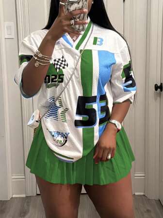 Women's Spring And Summer Leisure Street Sports Wind Printed Short-Sleeved Loose Pullover T-Shirt