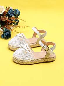 1 双柔软可爱女婴针织镂空平底凉鞋 - 白色 - 查看 6