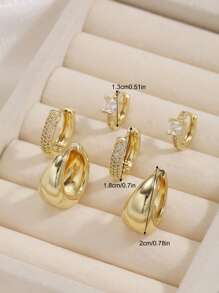 Bộ 6 khuyên tai đính đá Cubic Zirconia thời trang & tinh tế dành cho nữ, thích hợp cho kỳ nghỉ, hẹn hò, tiệc tùng, phối đồ hàng ngày (Không có hộp) - phong cách 1 - Xem 12