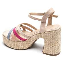 Women's High Platform Sandals With Block Heels And Ankle Strap - Beige - View 6