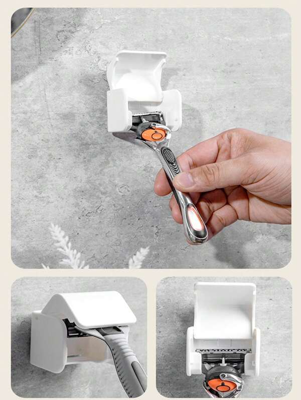 1 Shaver Rack Wall Mounted Household Shaver Holder, No Drilling, Dust-Proof Storage, Shaver Storage Rack