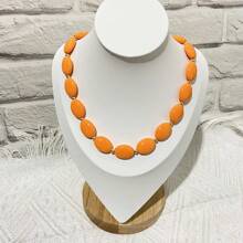 1pc Colorful Oval Bead Necklace Fashionable Women's Necklace With An Aura Of Style For Daily Decoration - Flat Bead Necklace - View 11