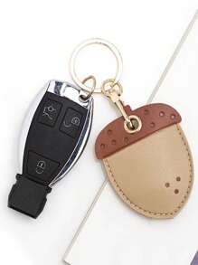 1pc Leather Cute Cartoon Card Holder Cover Personalized Creative Travel Accessory Student Backpack Hanging Charm Keychain Strawberry Summer - Multicolor - View 15