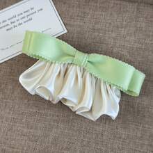 1pc Korean Retro Ruched Satin Pleated Hair Clip, Spring-Loaded Colorblock Niche Hair Accessory