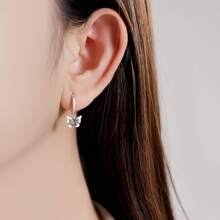MISEFF 1 Pair S925 Sterling Silver Earrings Colorful Butterfly Earrings For Girl Women Exquisite Leisure Earrings Fine Jewelry Gift Birthday Present