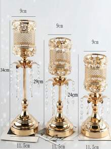 Metal Iron Candlestick, Wedding Decoration Props, Candle Holder, Hollow-Out Retro Crystal Candle Stand Gifts Birthday Graduation - Multicolor - View 6