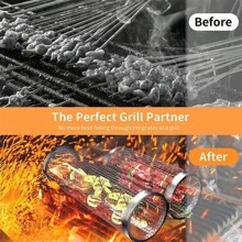 1pc Stainless Steel Round Barbecue Grill Mesh Basket With Rolling Design For Outdoor Bbq Smoking And Portable Use