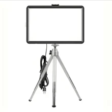 1 Pack 6 Inch Fill Light With Two Sections Telescoping Tripod Stand, Camera Photo LED Video Panel Fill LampLight, Lighting For Live Stream Photo Studio Makeup Meeting Selfie Photography - Silver - View 4