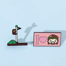 SuperMario SuperMario 1/2 Pcs Creative Cartoon Mario Game Brooch Personalized Flagpole Love Enamel Pin Metal Badge Jewelry Clothing Backpack Accessories A Gift For Friends