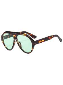 1pc Women Pilot Glasses, Multi-Color Leopard Print Retro Boho Style, Unisex Plus Size Street Fashion Y2K Chic Decoration Glasses, Beach Shades Suitable For Vacation And Driving